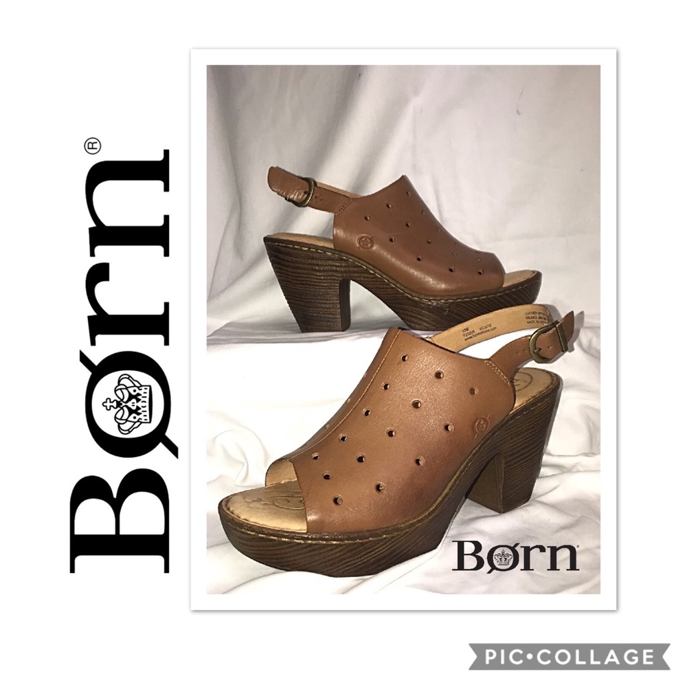 BORN LEATHER SLINGBACK CLOGS Sz 10